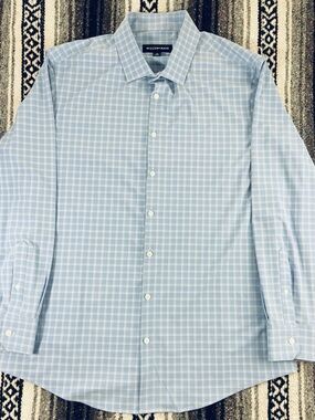 Mizzen+Main Leeward Sky Blue Windowpane Plaid Button-Down Shirt Long Sleeve XL